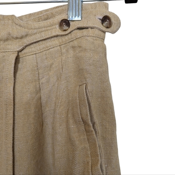 J. Peterman vintage linen midi safari wrap tan skirt sz 9 - Picture 2 of 8